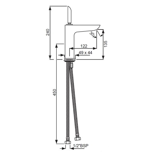 LEXA JED.BATERIJA ZA LAVABO 2 CEVI KL PRODUZENA *LEX-CHR-67023B 3
